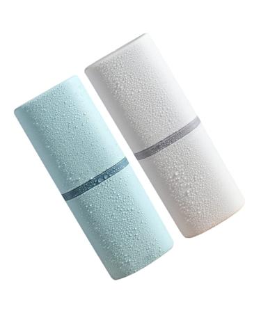 Beavorty 2 Portable toothbrush cup raccoon toothbrush case toothbrush container toothbrushes Storing case blue 19.8x7.2cm