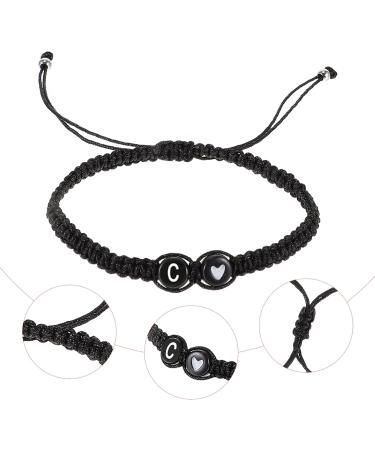 VALICLUD 4pcs Black and Bracelet Letter Bracelet Rope Bracelets Braided Bracelet Women Bracelet Braided Wrist Chain Lovers Simple and Versatile Jewelry Cord Is Jade Thread 6X6X0.5CMx4pcs Black Cx4pcs - Buy Online on GoSupps.com