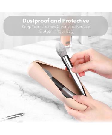 Travel Makeup Brush Holder & Cosmetic Pouch - Silicone Small Bag for Women - Creamy White - Buy Online on GoSupps.com