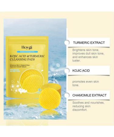 Turmeric Cleansing Pads with Kojic Acid - Balancing Skin Oil & Hydration Exfoliating Sugar Pads for Face & Body (80 Pads - Buy Online on GoSupps.com