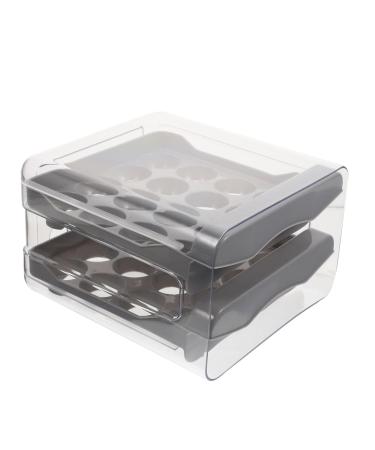Healvian Layer Convenient Multi-function Fridge Supplies Case Refrigerator Home Tray Style Accessory Egg Grey 21.5x22.5x14cm