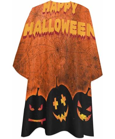 Halloween Barber Cape - Adjustable Salon Hair Cutting Cape for All Ages - Black & Orange Ghost Pumpkin Design - 55x63 Inch - Perfect Hairdressing Accessory - Buy Online on GoSupps.com