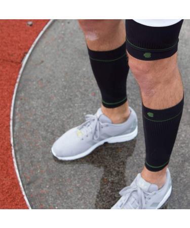 Bauerfeind Compression Skylight Bandage - Unisex Sports Compression Sleeves for Upper Leg (1 Pair) | Extra Long Thigh Support for Ball & Endurance Sports - Black - Buy Online on GoSupps.com