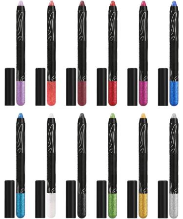  Generisch 12Pcs Glitter Eye Pencils Metallic Eyeshadow Pencils Long Lasting Color Shiny Pearlescent for Festival Makeup Cosmetic (D One Size) - Buy Online on GoSupps.com