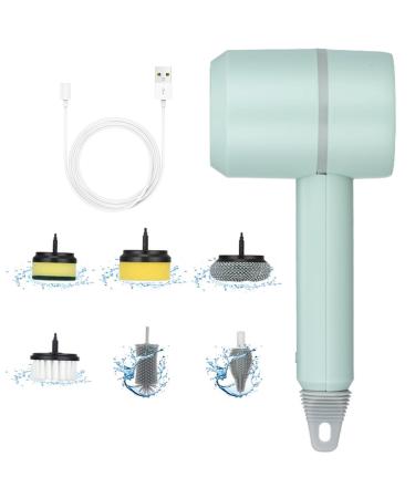 Dish Buddy Dish Gun For Washing Dishes Electric Scrub Brush Electric Dish Scrubber with 6 Replaceable Brush Heads Handheld Kitchen Brushes for Dishes Kitchen Cleaning Brushes