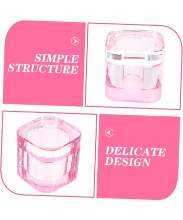 SOESFOUFU Glass Jar Nail Art Brush Cup Pink Crystal Glass Heart-shaped Manicure Tools Acrylic Nails 5.70X5.40X5.40CM Pink - Buy Online on GoSupps.com