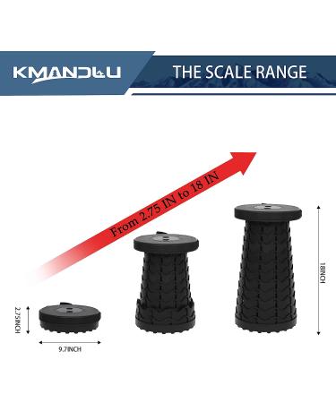 KMANDLU Upgraded Folding Camping Stool with Seat Cushion - Lightweight & Portable Telescoping Stool for Camping, Fishing, Hiking, Travel - Adjustable Plastic Stool - Max Load 405 lbs - Black - Buy Online on GoSupps.com