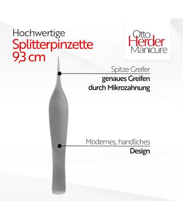 Otto Herder Manicure Splinter Tweezers 9.3 cm - Stainless Steel Pointed Tip Precision Tweezers for Flawless Grooming - Buy Online on GoSupps.com