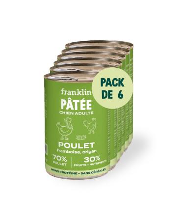 Franklin – Dog Pate – 6 x 400g – Tin Format – 70% Chicken – Grain Free – Mono-protein