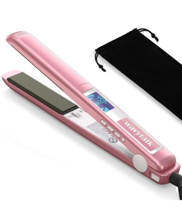 Salon Flat Iron Hair Straightener, Negative Ion Flat Iron with Titanium Plates Get Frizz-Free Hair, Dual Voltage Flat Iron for Hair with Auto Shut-Off (Rose Gold) Bright Rose Gold