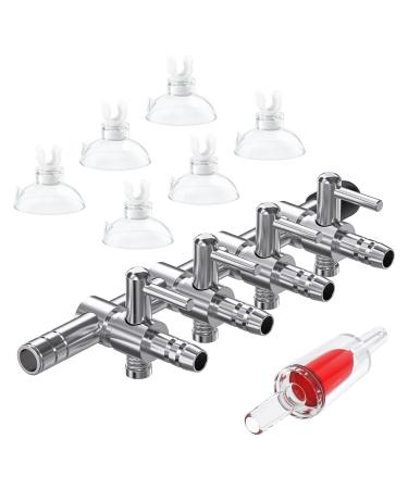Pawfly 4-way aquarium air flow control lever fishing distributor for air pump fishing tank multi-port distributor with 1 check valve and 6 suction cup clips - Buy Online on GoSupps.com