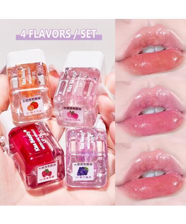 Korean Fruit Shimmer Lip Oil 4Pcs Set | Moisturizing Lip Gloss & Tinted Balm | Non-sticky & Long Lasting Formula for Nourished Lips - Buy Online on GoSupps.com