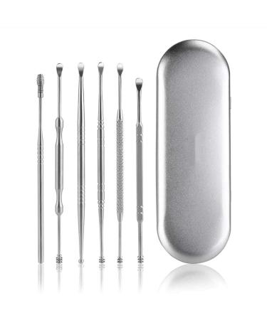 ZYZMH 6 Pcs Ear Wax Removal Kit Ear Curette Earwax Removal Ear Pick Grade Stainless Steel Ear Cleaning Tools