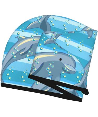 Premium Hair Towel Wrap - Quick Drying Towel Turban with Button | Best Hair Drying Solution (Dolphin - Buy Online on GoSupps.com