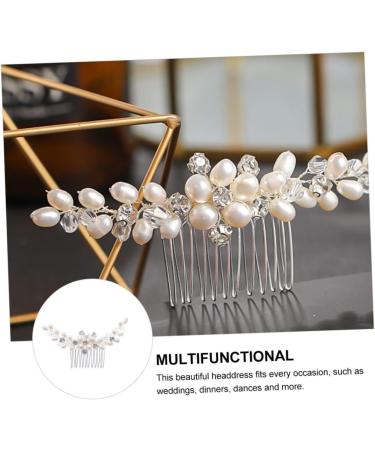 Didiseaon Rhinestone Bridal Comb Bridal Hair Combs Bridal Hair Clip Bridal Headpiece Hair Teasing Comb Floral Hair Accessories Honey Brows Tiara Bride Abs Pearl Decorate - Buy Online on GoSupps.com