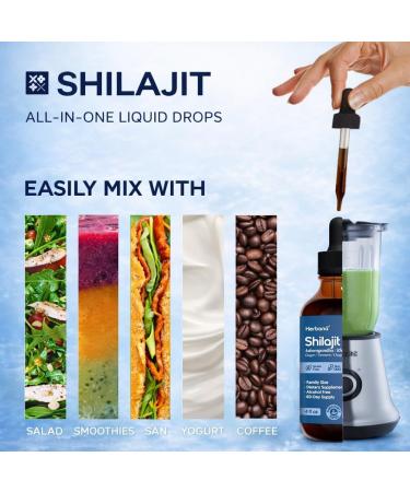 Herbana Shilajit Dietary Supplement with Ashwagandha Rhodiola Ginseng Ginger Turmeric Chaga Cordyceps Alcohol Free Vegan Gluten Free Non GMO 4 fl oz 60-Day Supply - Buy Online on GoSupps.com