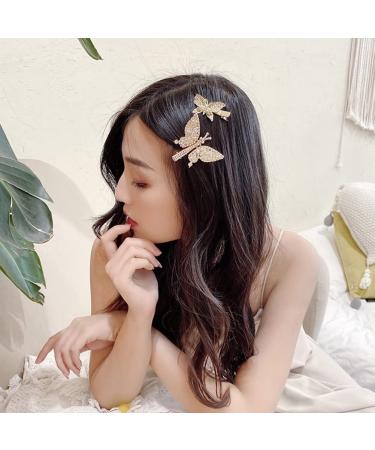 KuuGuu 2 PCS Gold Pearl Crystal Butterfly Hair Clips - Alligator Metal Barrettes with Moving Butterflies - Buy Online on GoSupps.com