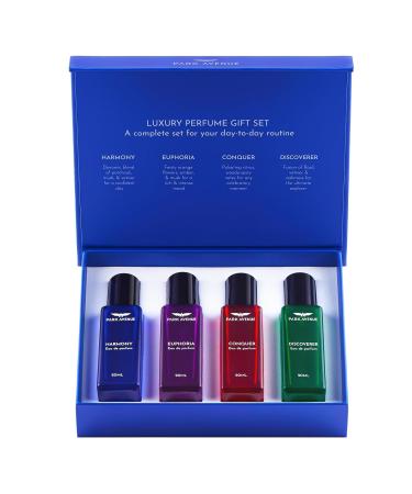 Pa rki Aven ue Luxury Perfume Gift Set for Men 4x20 ml | Euphoria Conquer Harmony & Discoverer Perfume | Eau De Parfum | Perfume for men Long Lasting Smell. - Buy Online on GoSupps.com