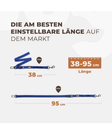 Universal Car Safety Belt for Dogs | Durable 38-95cm Wuglo Elastic Dog Strap - Secure & Comfortable in Dark Blue - Buy Online on GoSupps.com