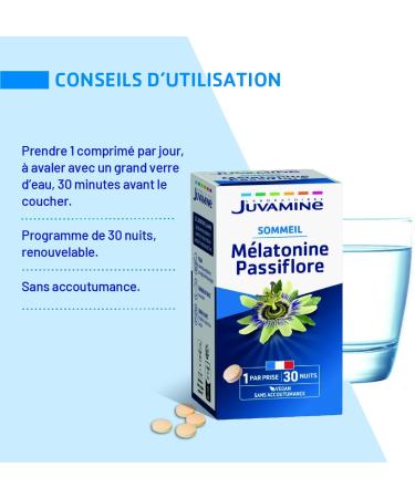 JUVAMINE - Sleep 3 Actions - 1mg Melatonin - Passion flower - 30 Tablets - Buy Online on GoSupps.com