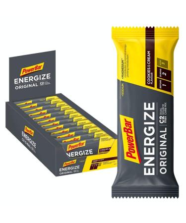 Powerbar Energize Original Cookies & Cream 25x55g - High Carb Energy Bar + C2MAX Magnesium and Sodium