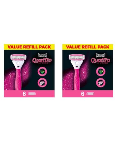 Wilkinson Sword Quattro for Women Razor Blades for Women's Razors 6 Pieces (Pack of 2) 6 Pieces (Pack of 2)