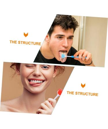 Minkissy 8-Piece Tongue Cleaning Brush Set | Plastic Scraping Tools for Adults | Blue & Orange Tongue Scrapers (19.5x3x0.6cm) - Improve Oral Hygiene - Buy Online on GoSupps.com