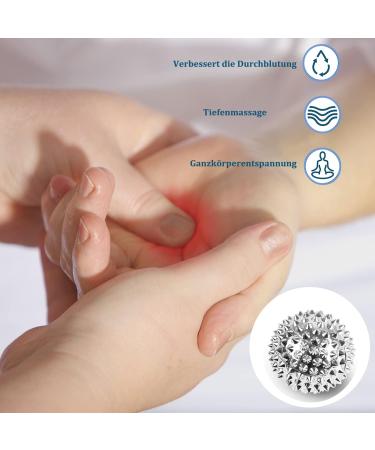 Huoberr Magnetic Acupressure Balls & Massage Rings Set - Stress Relief & Relaxation | 2 Balls & 3 Finger Massage Tools (32mm Silver) - International Shipping - Buy Online on GoSupps.com