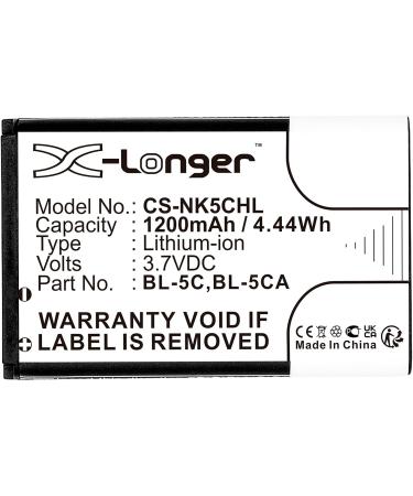 Buy BL-5C BL-5CA 1200mAh Battery - Compatible with N72 N91 7610 3120 & More - Fast International Shipping - Buy Online on GoSupps.com