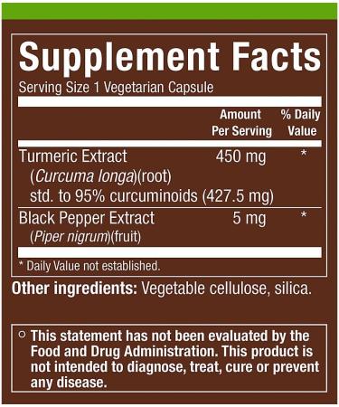 Turmeric with 95% Curcuminoids a Supports a Healthy Inflammation Response a 450 MG (120 Vegetarian Capsules) - Buy Online on GoSupps.com