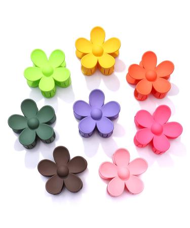 8PCS Acrylic Flower Hair Claw Clips for Women Nonslip Pastel Floral Shaped Hair Catch Barrettes Strong Hold Hair Jaw Clamp Hair Accessory Styling Hair Clips for Thick Thin Hair