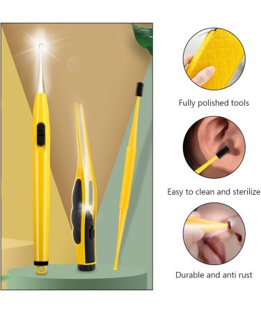 FRCOLOR Kids Ear Wax Pick Set - Cartoon Luminous Earwax Picker & Nose Clip for Safe Removal - Yellow 15.2x6.7cm - Buy Online on GoSupps.com