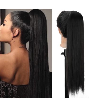 Pferdeschwanz hair part extension black long smooth hair extension extension art hair natural ponytail braid clip in magic paste wrap around ponytail hairpiece approx. 60cm/24zoll 071a 60cm/24zoll 1b black - Buy Online on GoSupps.com