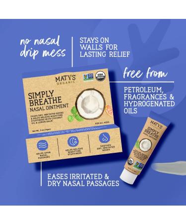 Maty's Simply Breathe Nasal Ointment - Relief for Dry, Irritated Noses & Nighttime Stuffiness - 0.5 oz - Buy Online on GoSupps.com