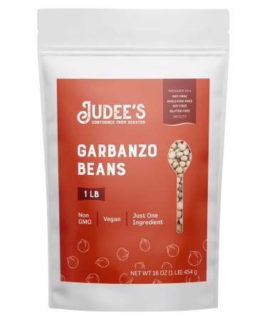 Judee's Garbanzo Beans 1 lb - Non-GMO Vegan Just One Ingredient - Great for Boiling Roasting Making Hummus and Falafels - Dedicated Gluten & Nut Free Facility 1 Pound (Pack of 1)