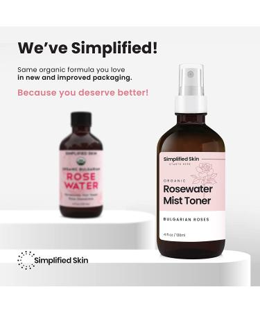 Natural Rose Water Spray for Face & Hair - 100% Organic Toner & Makeup Remover - Hydrating Anti-Aging Mist by Simplified Skin (8 oz) - Buy Online on GoSupps.com