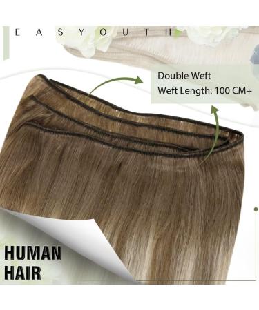 Easyouth Double Weft Balayage Brown to Platinum Blonde Human Hair Extensions 16 Inch 100g Remy Real Hair #6/60/6 - Buy Online on GoSupps.com