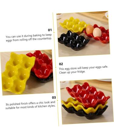 Angoily 1pc Egg Tray Egg Display Tray Red Egg Holder Egg Holder for Refrigerator Mustard Household Ceramics - Buy Online on GoSupps.com