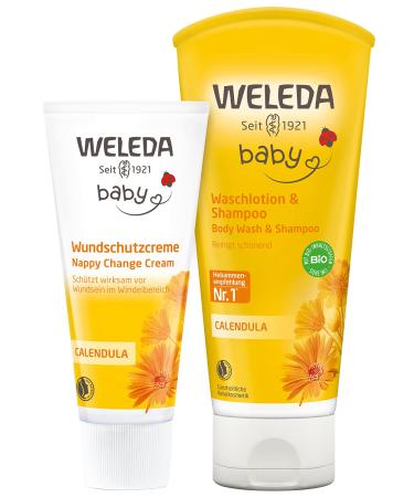 Weleda Bio Baby Gift Set | Natural Baby Care Cosmetics | Calendula Diaper Cream & Waschola Shower Gel | Perfect Daily Care for Babies & Toddlers - Buy Online on GoSupps.com