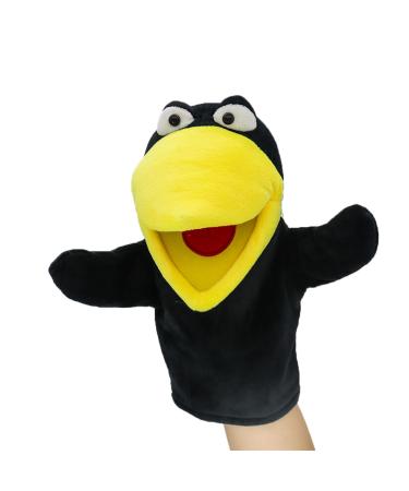 lilizzhoumax Simulation Crow Hand Puppet Plush Toy Stuffed Animal Plush Fluffy Crow Cute Role-Playing Child Interactive Early Education Toys Home Decoration Animal Toys Gift for Kids