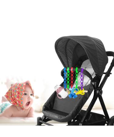 5 Pack Stretchable Silicone Baby Pacifier Clips - Safety Straps for Toys, Bottles, Strollers, and More - Buy Online on GoSupps.com