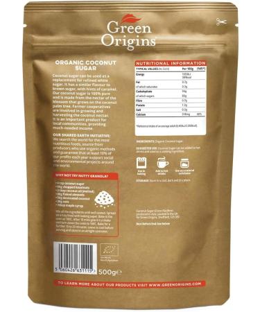 Green Origins Organic Coconut Sugar 500g - Natural Sweetener for Healthy Living - Buy Online on GoSupps.com