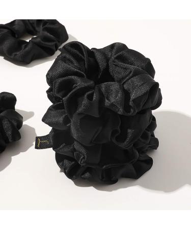Black Satin Silk Scrunchies for Thick Hair - No Crease Hair Ties & Accessories - Buy Online on GoSupps.com