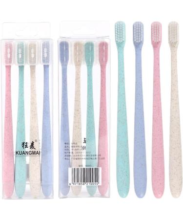 Minkissy Soft Toothbrush Set - 4 Boxes 8 Pieces | Slim Manual Toothbrush for Adults | Portable Oral Care Tool with Cap - Ideal for Camping & Travel - Buy Online on GoSupps.com