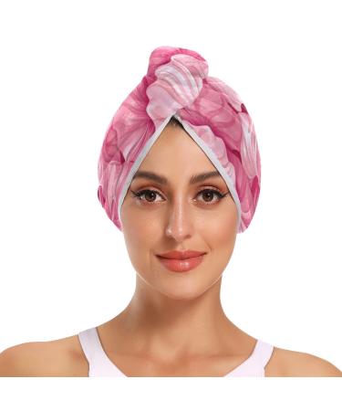 Pink Seashells3 Hair Towel 2 Pack Super Absorbent Hair Drying Towel Quick Dry Hair Turbans Head Towel with Button Twisty Wrap for Women Girls