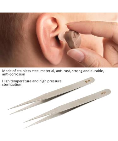 Premium Stainless Steel Tweezers - Precision 2-Part Straight Lace for Hearing Aids & Ingrown Hair - Pointed Needle Precision Tweezers - Buy Online on GoSupps.com