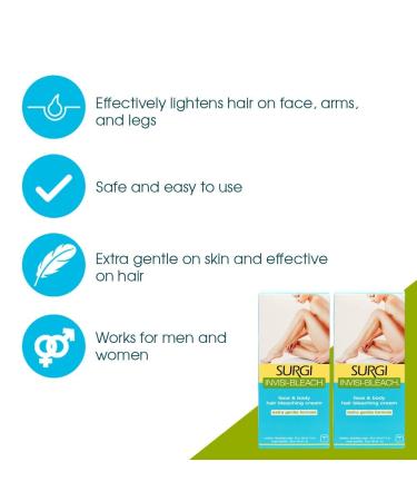 Surgi Invisi-Bleach Face & Body Hair Bleaching Cream 1.5 oz - Pack of 2 - Buy Online on GoSupps.com
