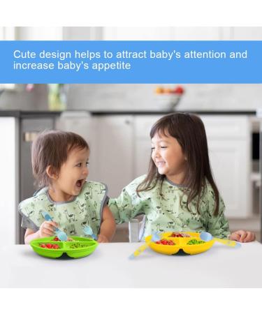 Vicloon 3Pcs Silicone Baby Suction Plates Set - Non Slip Divided Dishes for Toddler Self Feeding - Fits Most Highchairs - Blue/Green/Yellow - Buy Online on GoSupps.com