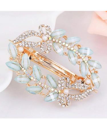 Women's Trendy Leaves Hair Clip Barrette Jewelry Hairpin Hair Scrunchies Bands Light Blue - Buy Online on GoSupps.com