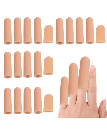 DSFSAEG 20 Pcs Finger Cots Silicone Finger Protectors Soft Gel Finger Protectors for Trigger Finger Hand Eczema Finger Cracking Finger Arthritis Pain Relief Finger Cots(Flesh tint)